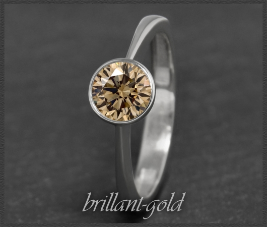 Brillant Ring 585 Gold, 0,84ct, champagner, Si1